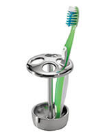 a stainless steel toothbrush stand