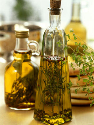 steeping herbs in a glass bottle